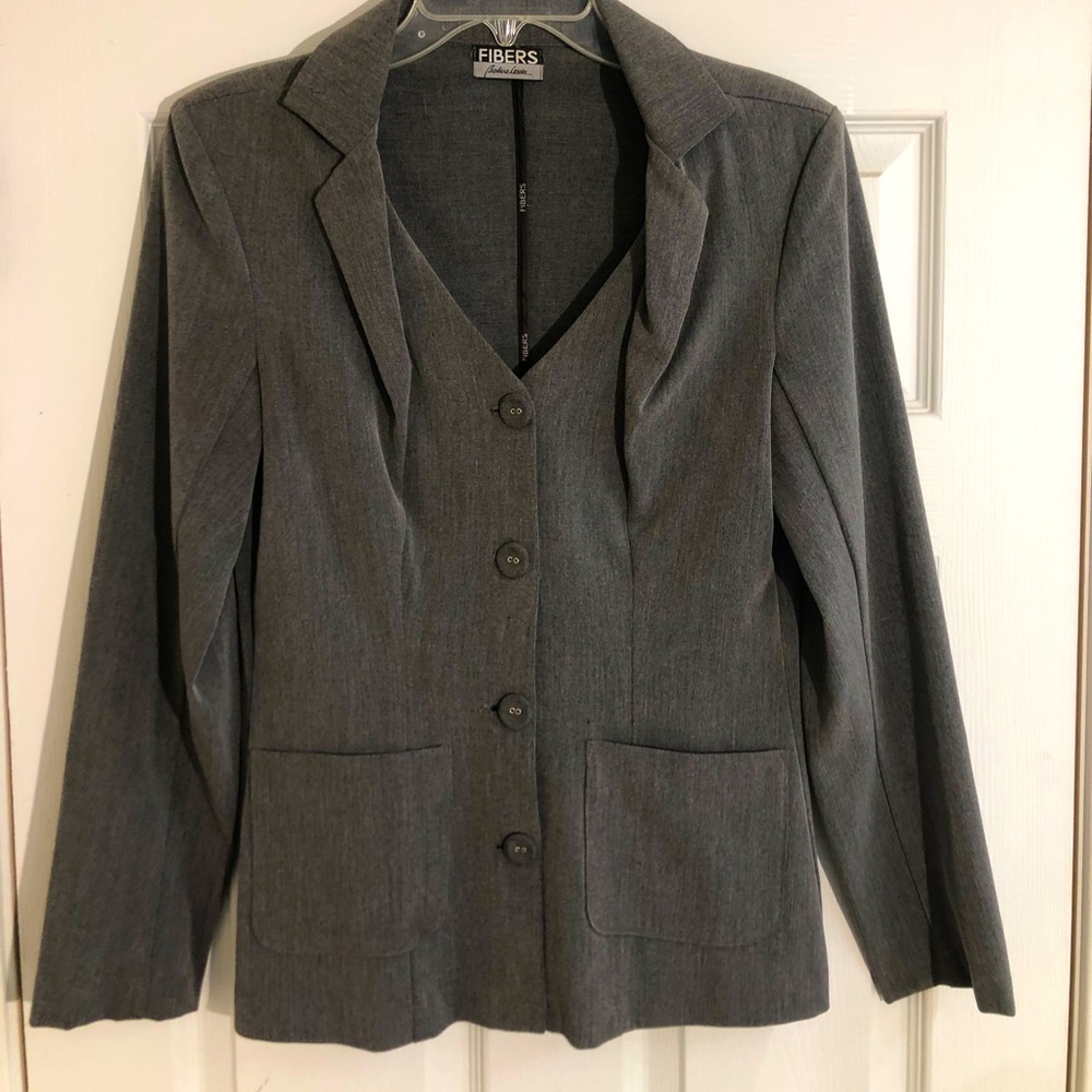 FIBER by Barbera Lesser Gray Suit Jacket